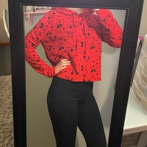 Mikey Mouse Cropped Long Sleeve Shirt